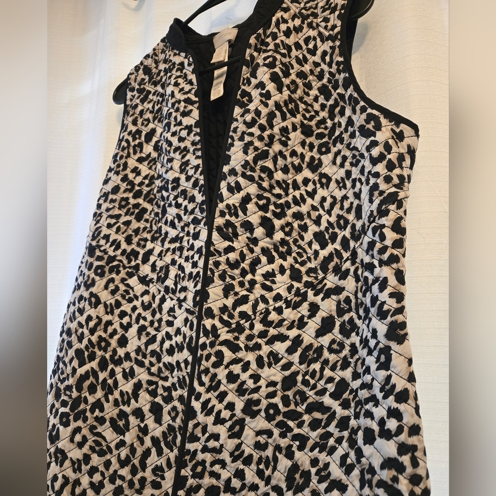 Chico's Black and Cheetah Quilted Tank Vest, Small, Size 0. NWOT. - Picture 5 of 6